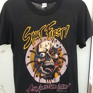 1990 vintage skull tee